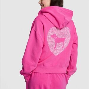 NWT Victoria’s Secret PINK Ivy Fleece Campus Full-Zip Hoodie